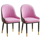 Chaise de salle à manger contemporaine en cuir avec accoudoirs et dossier incurvé