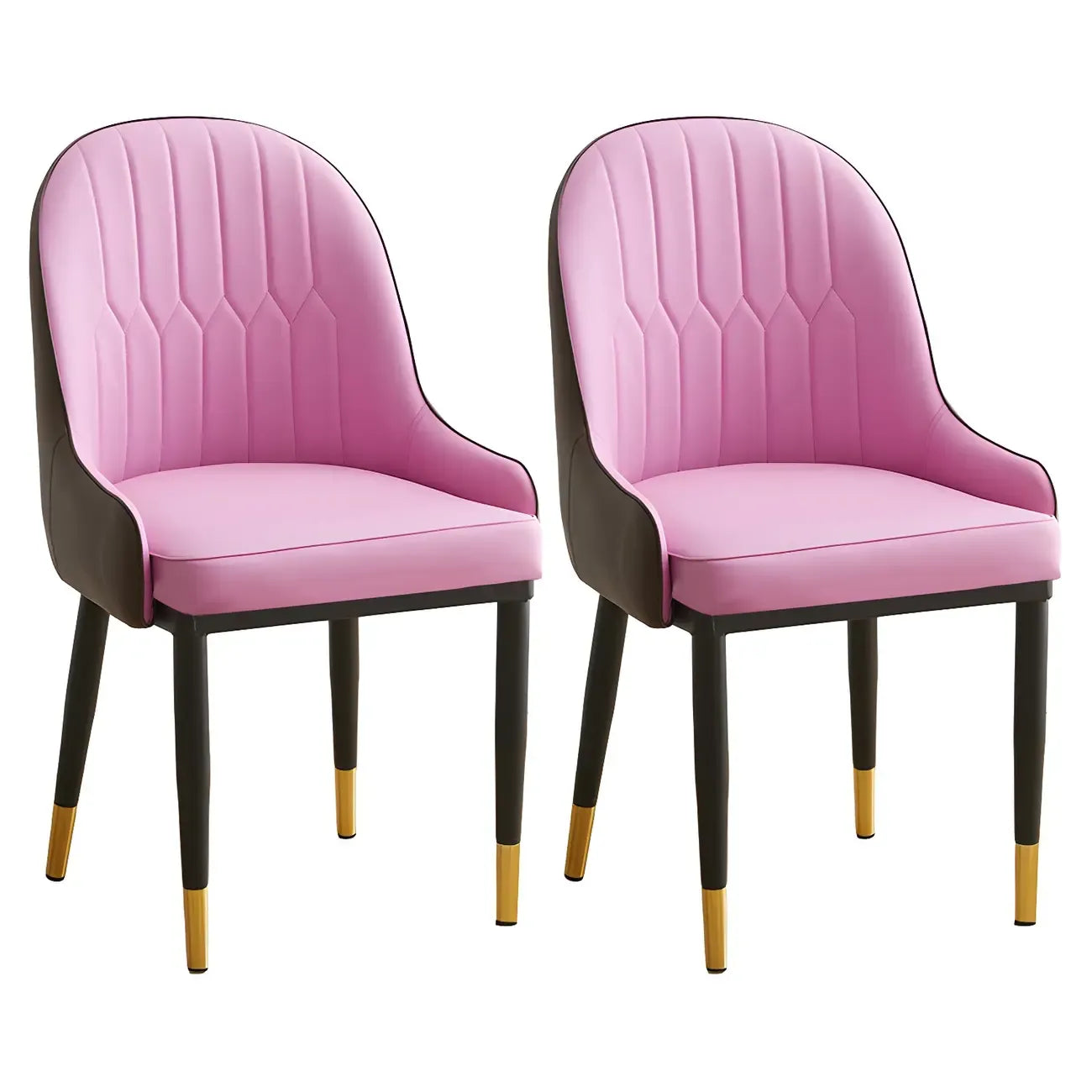 Chaise de salle à manger contemporaine en cuir avec accoudoirs et dossier incurvé
