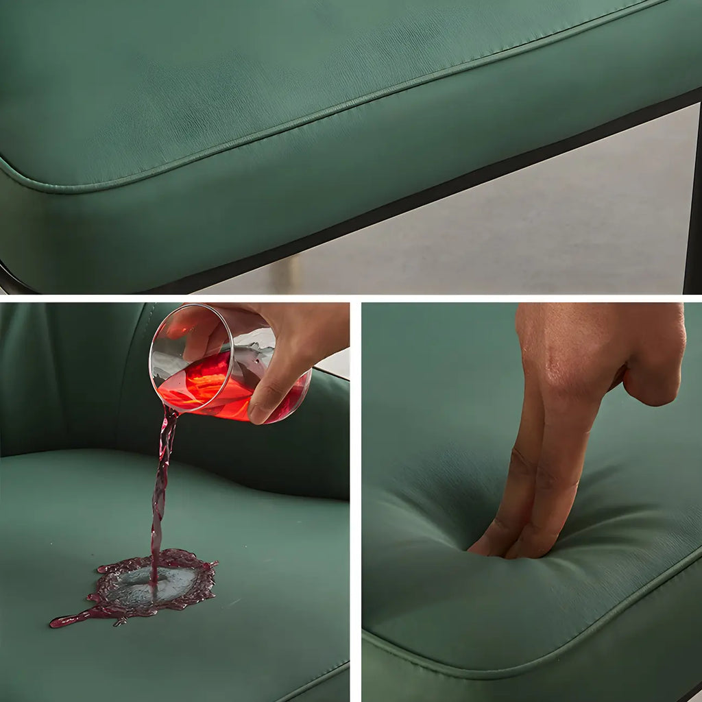 Chaise de salle à manger contemporaine en cuir avec accoudoirs et dossier incurvé