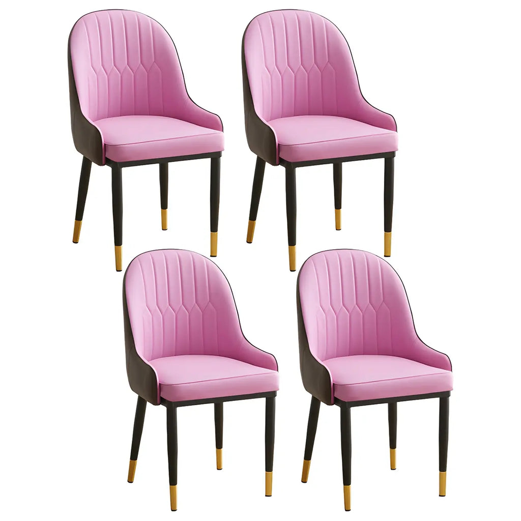Chaise de salle à manger contemporaine en cuir avec accoudoirs et dossier incurvé