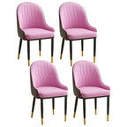Chaise de salle à manger contemporaine en cuir avec accoudoirs et dossier incurvé