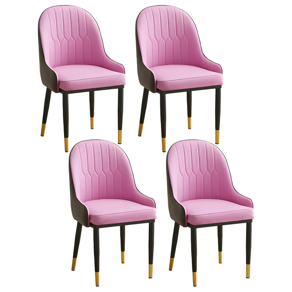 Chaise de salle à manger contemporaine en cuir avec accoudoirs et dossier incurvé