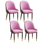 Chaise de salle à manger contemporaine en cuir avec accoudoirs et dossier incurvé
