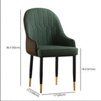 Chaise de salle à manger contemporaine en cuir avec accoudoirs et dossier incurvé