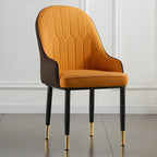 Chaise de salle à manger contemporaine en cuir avec accoudoirs et dossier incurvé