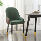 Chaise de salle à manger contemporaine en cuir avec accoudoirs et dossier incurvé
