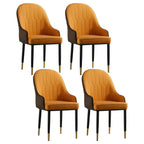 Chaise de salle à manger contemporaine en cuir avec accoudoirs et dossier incurvé