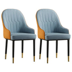 Chaise de salle à manger contemporaine en cuir avec accoudoirs et dossier incurvé