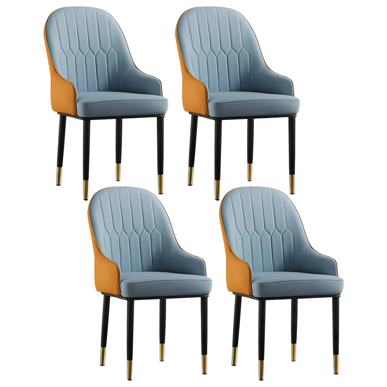 Chaise de salle à manger contemporaine en cuir avec accoudoirs et dossier incurvé