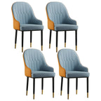 Chaise de salle à manger contemporaine en cuir avec accoudoirs et dossier incurvé