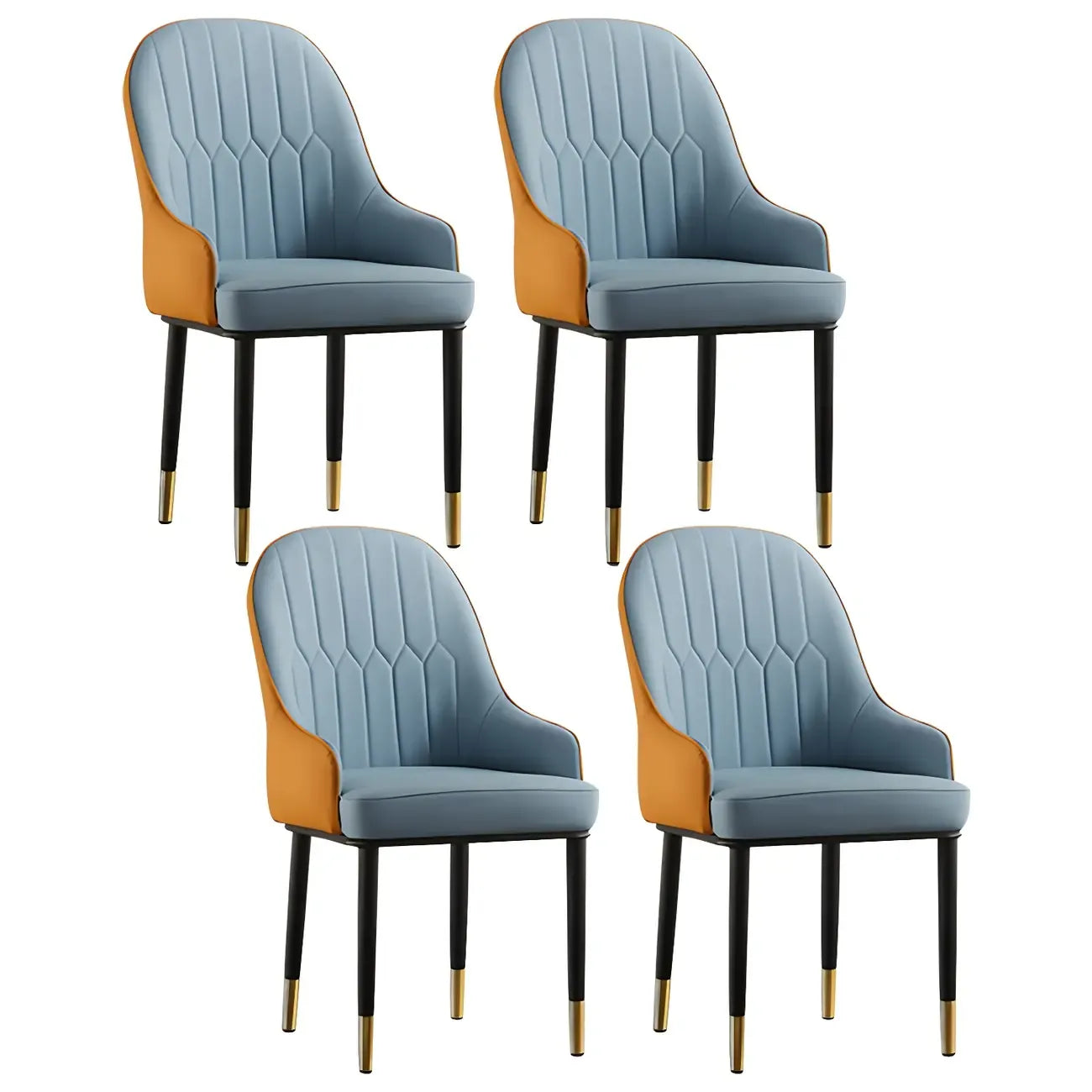 Chaise de salle à manger contemporaine en cuir avec accoudoirs et dossier incurvé