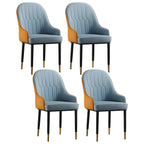 Chaise de salle à manger contemporaine en cuir avec accoudoirs et dossier incurvé