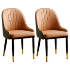Chaise de salle à manger contemporaine en cuir avec accoudoirs et dossier incurvé