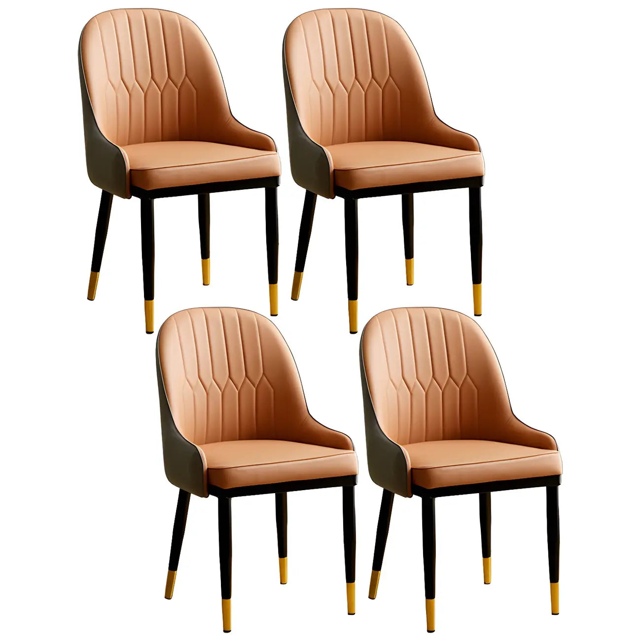 Chaise de salle à manger contemporaine en cuir avec accoudoirs et dossier incurvé