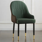 Chaise de salle à manger contemporaine en cuir avec accoudoirs et dossier incurvé