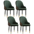 Chaise de salle à manger contemporaine en cuir avec accoudoirs et dossier incurvé