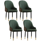 Chaise de salle à manger contemporaine en cuir avec accoudoirs et dossier incurvé