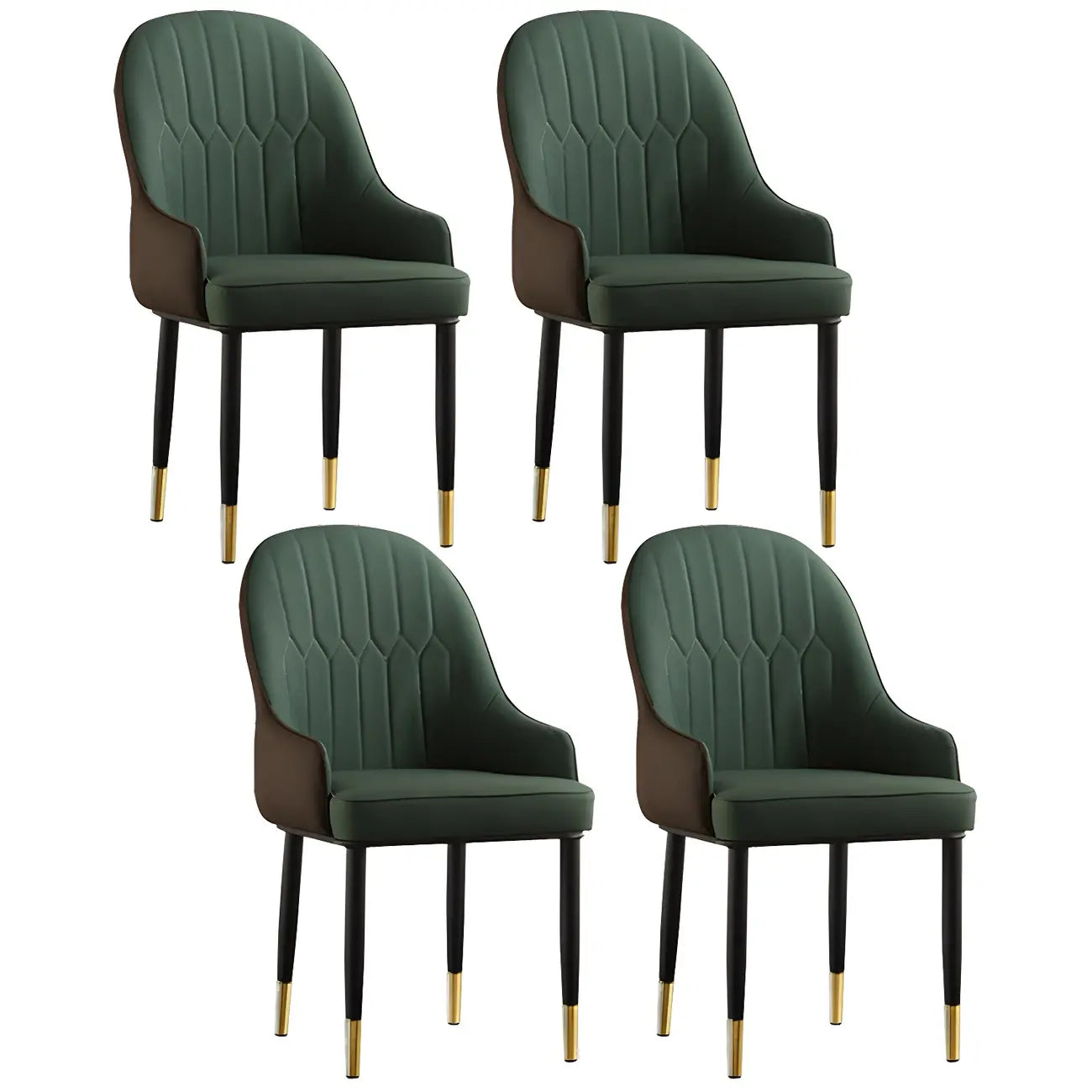 Chaise de salle à manger contemporaine en cuir avec accoudoirs et dossier incurvé