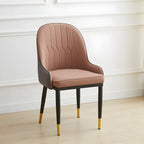 Chaise de salle à manger contemporaine en cuir avec accoudoirs et dossier incurvé