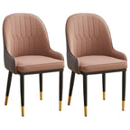Chaise de salle à manger contemporaine en cuir avec accoudoirs et dossier incurvé