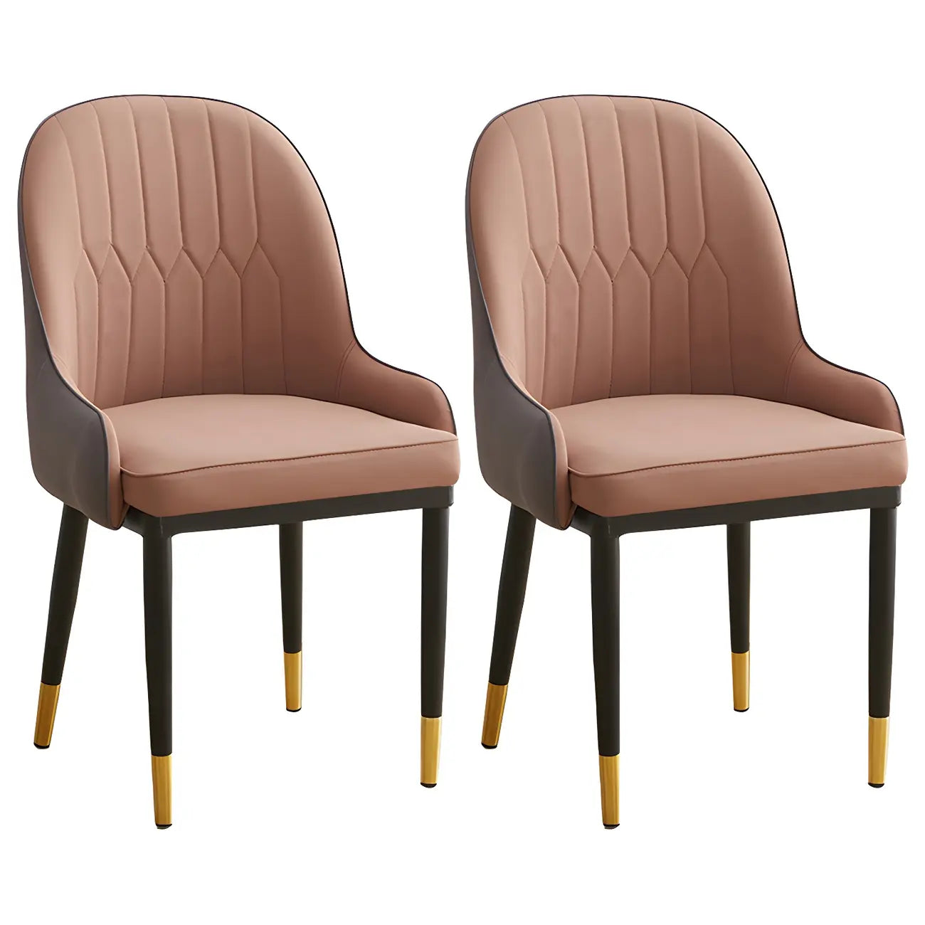 Chaise de salle à manger contemporaine en cuir avec accoudoirs et dossier incurvé