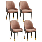 Chaise de salle à manger contemporaine en cuir avec accoudoirs et dossier incurvé
