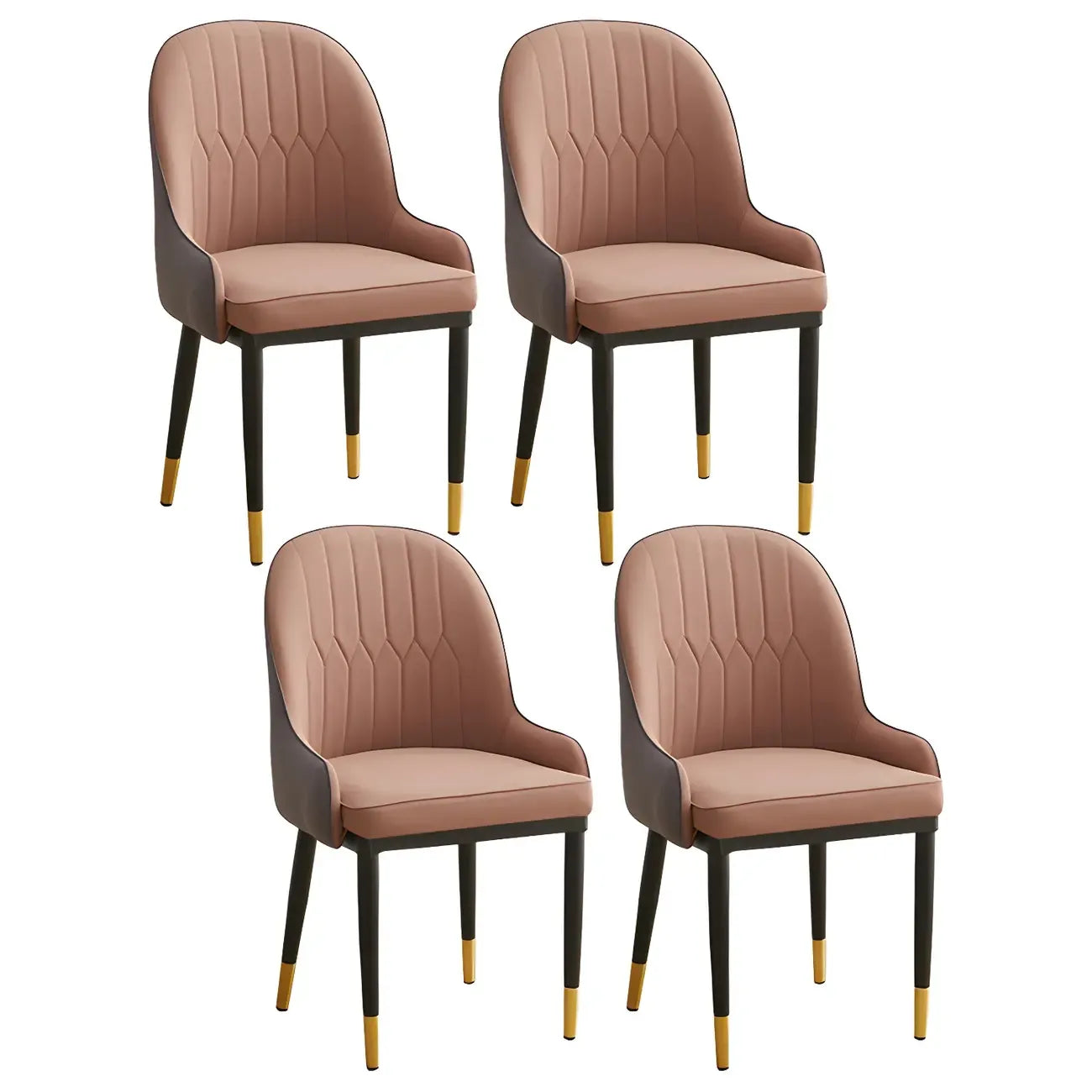 Chaise de salle à manger contemporaine en cuir avec accoudoirs et dossier incurvé