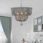 Lustre suspendu bohème bleu à 4 lumières réglable