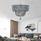 Lustre suspendu bohème bleu à 4 lumières réglable