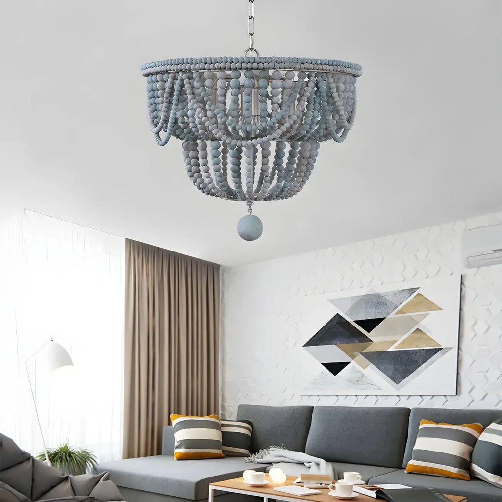 Lustre suspendu bohème bleu à 4 lumières réglable