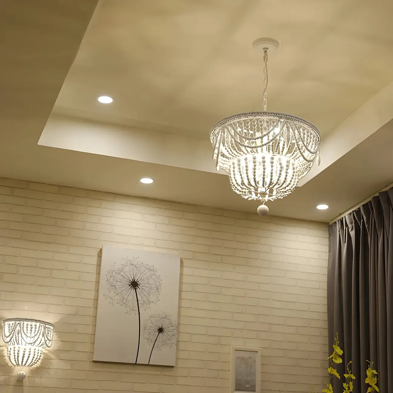 Lustre suspendu bohème bleu à 4 lumières réglable