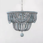 Lustre suspendu bohème bleu à 4 lumières réglable