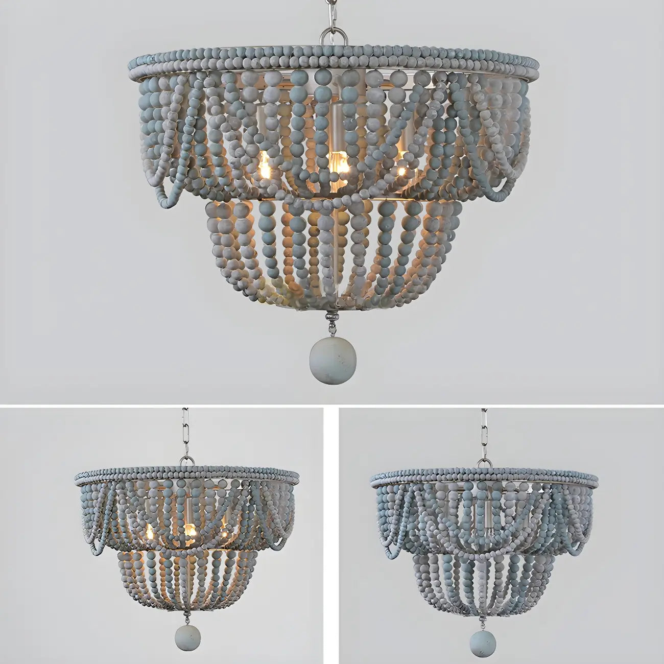 Lustre suspendu bohème bleu à 4 lumières réglable