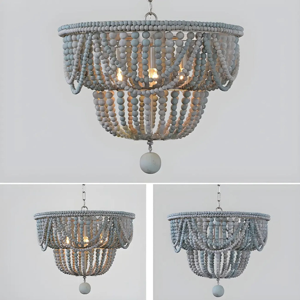 Lustre suspendu bohème bleu à 4 lumières réglable