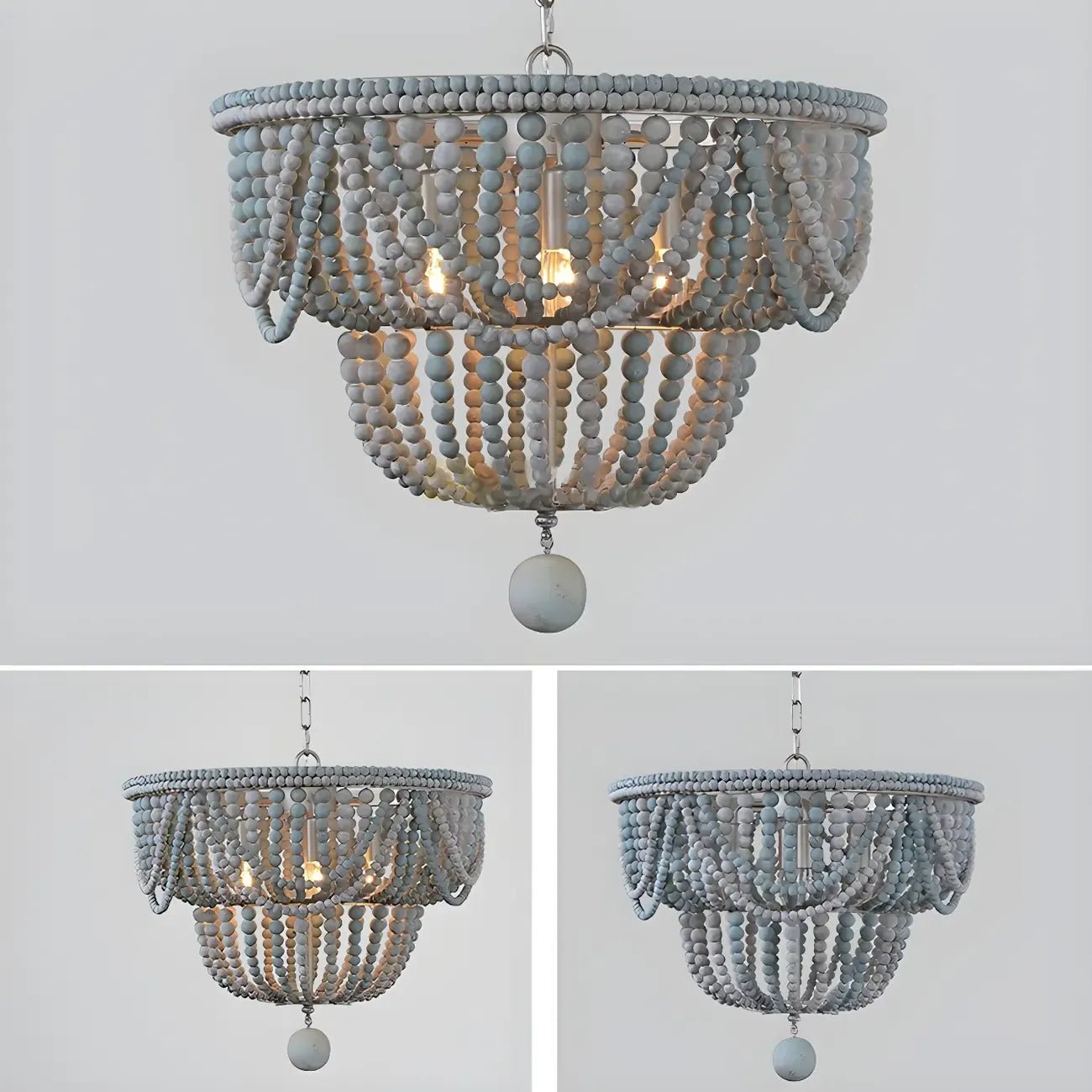 Lustre suspendu bohème bleu à 4 lumières réglable