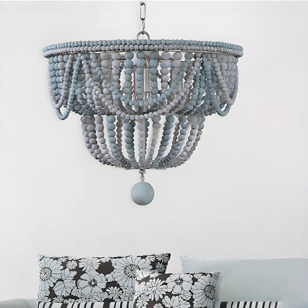Lustre suspendu bohème bleu à 4 lumières réglable