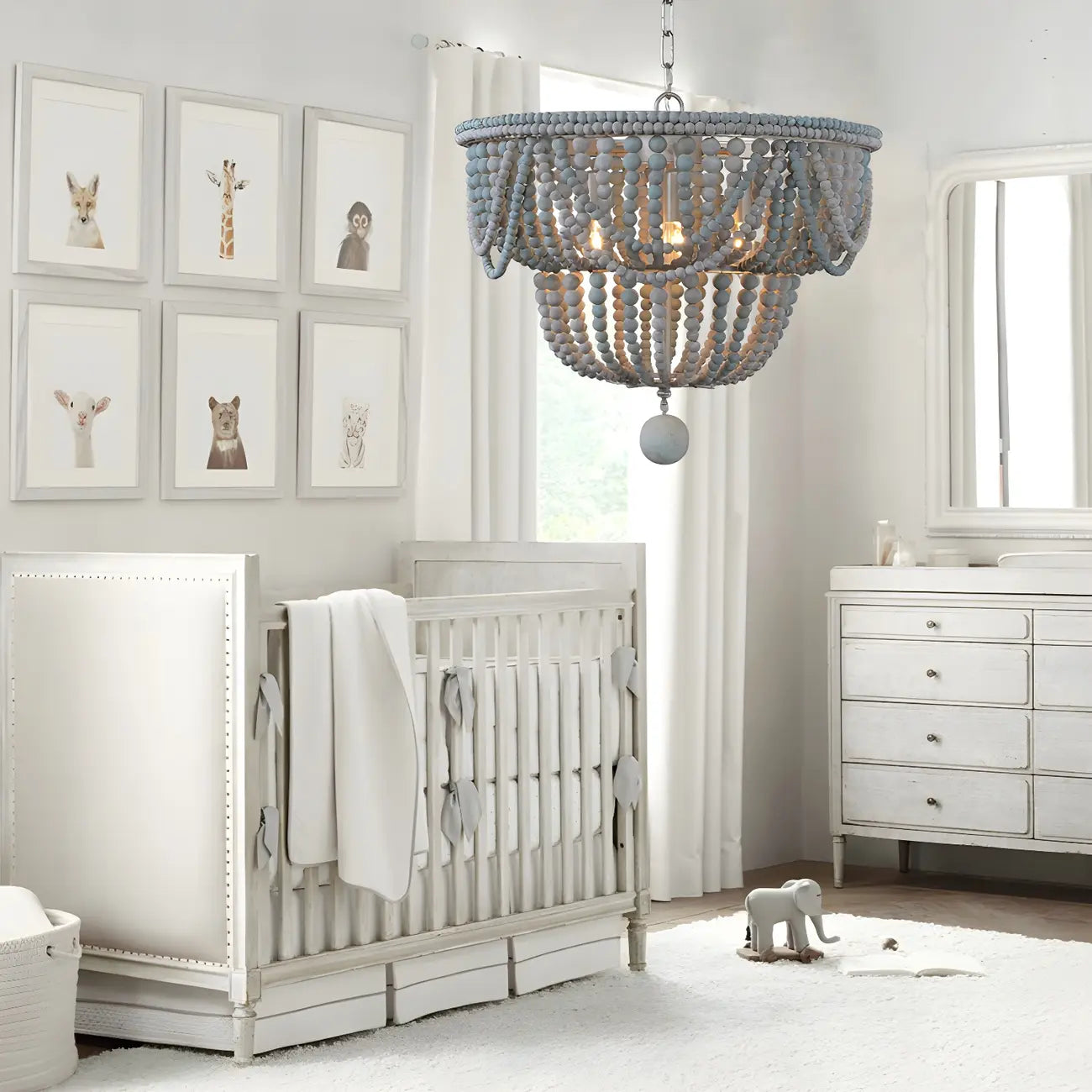 Lustre suspendu bohème bleu à 4 lumières réglable