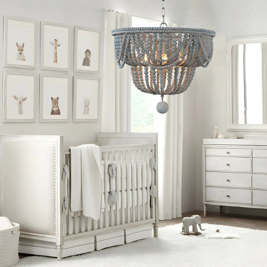 Lustre suspendu bohème bleu à 4 lumières réglable