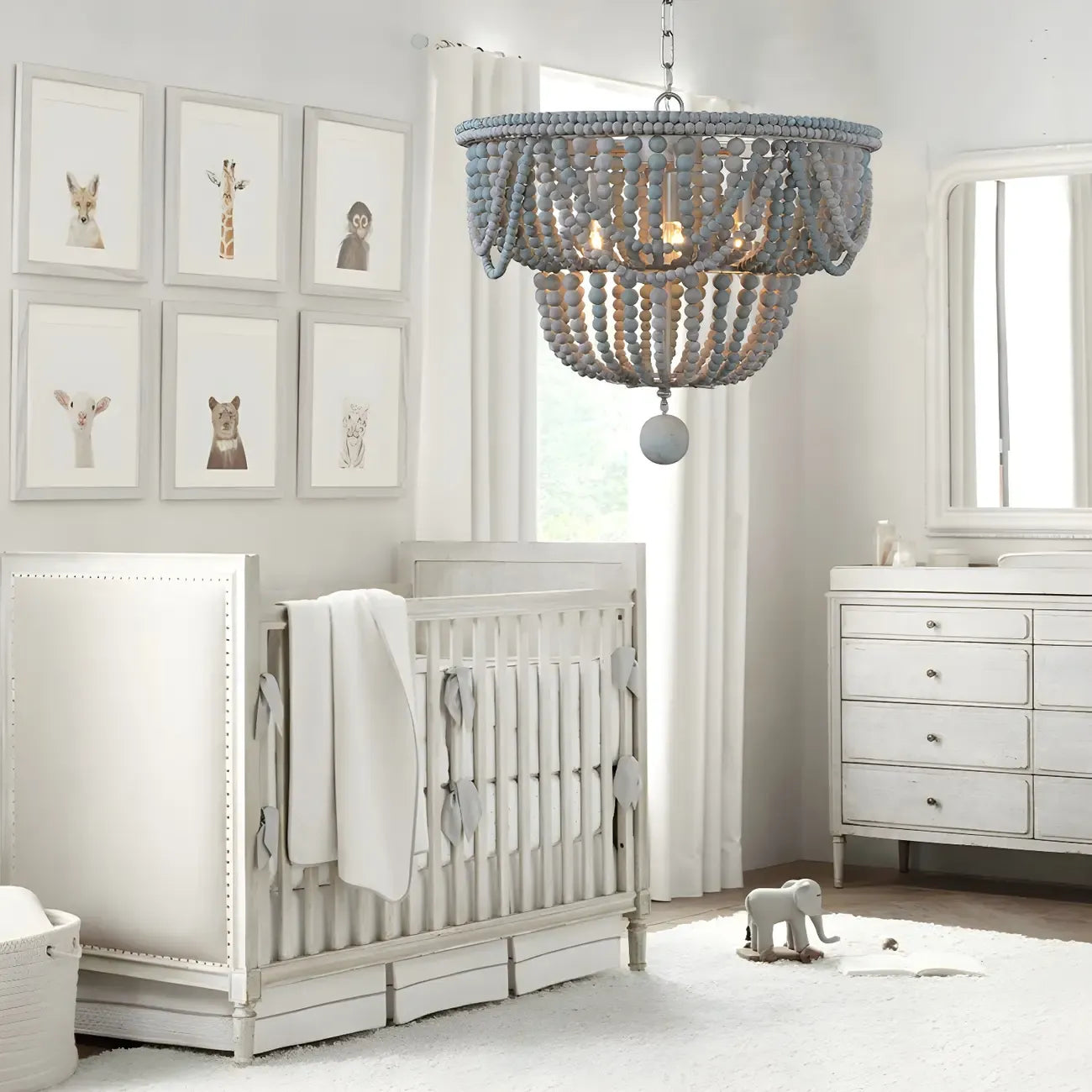 Lustre suspendu bohème bleu à 4 lumières réglable