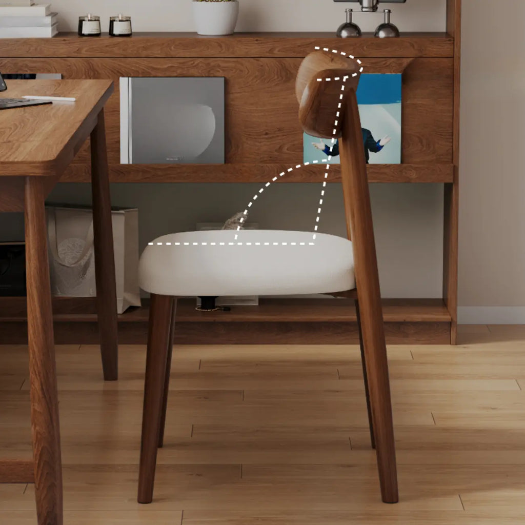 Chaise de salle à manger moderne en cuir sans accoudoirs et dossier bas
