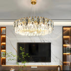 Lustre ovale moderne et élégant en cristal clair