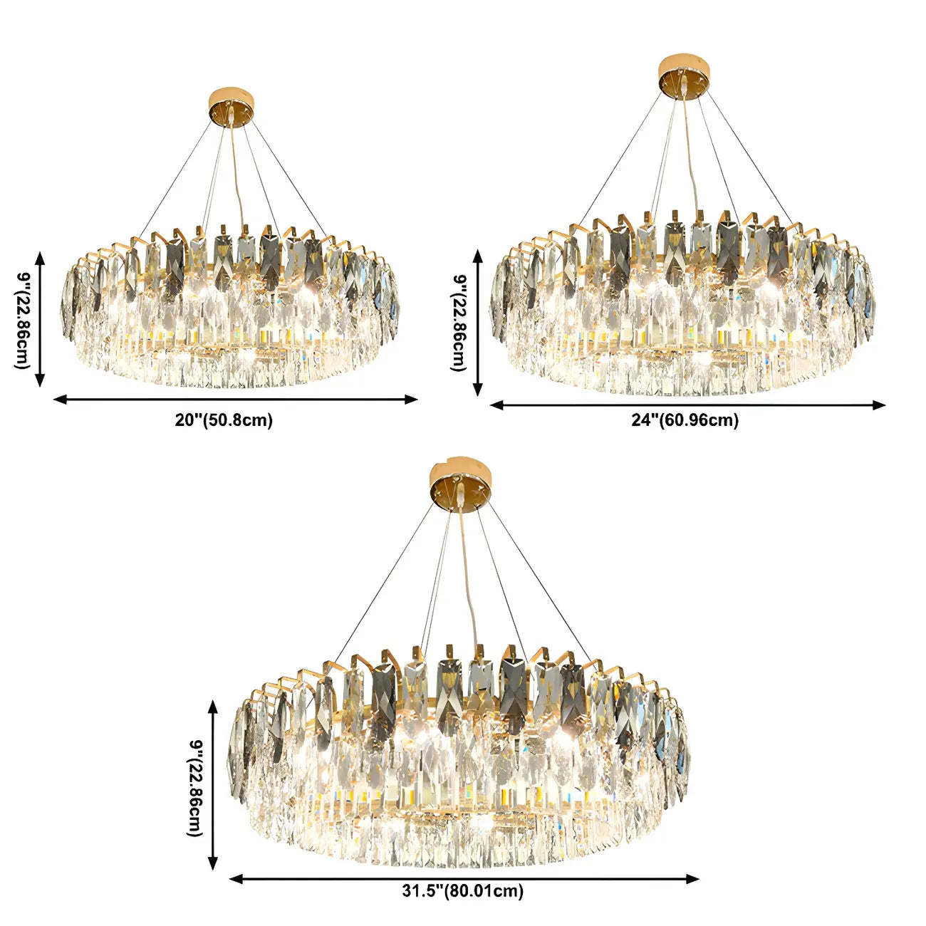 Lustre ovale moderne et élégant en cristal clair