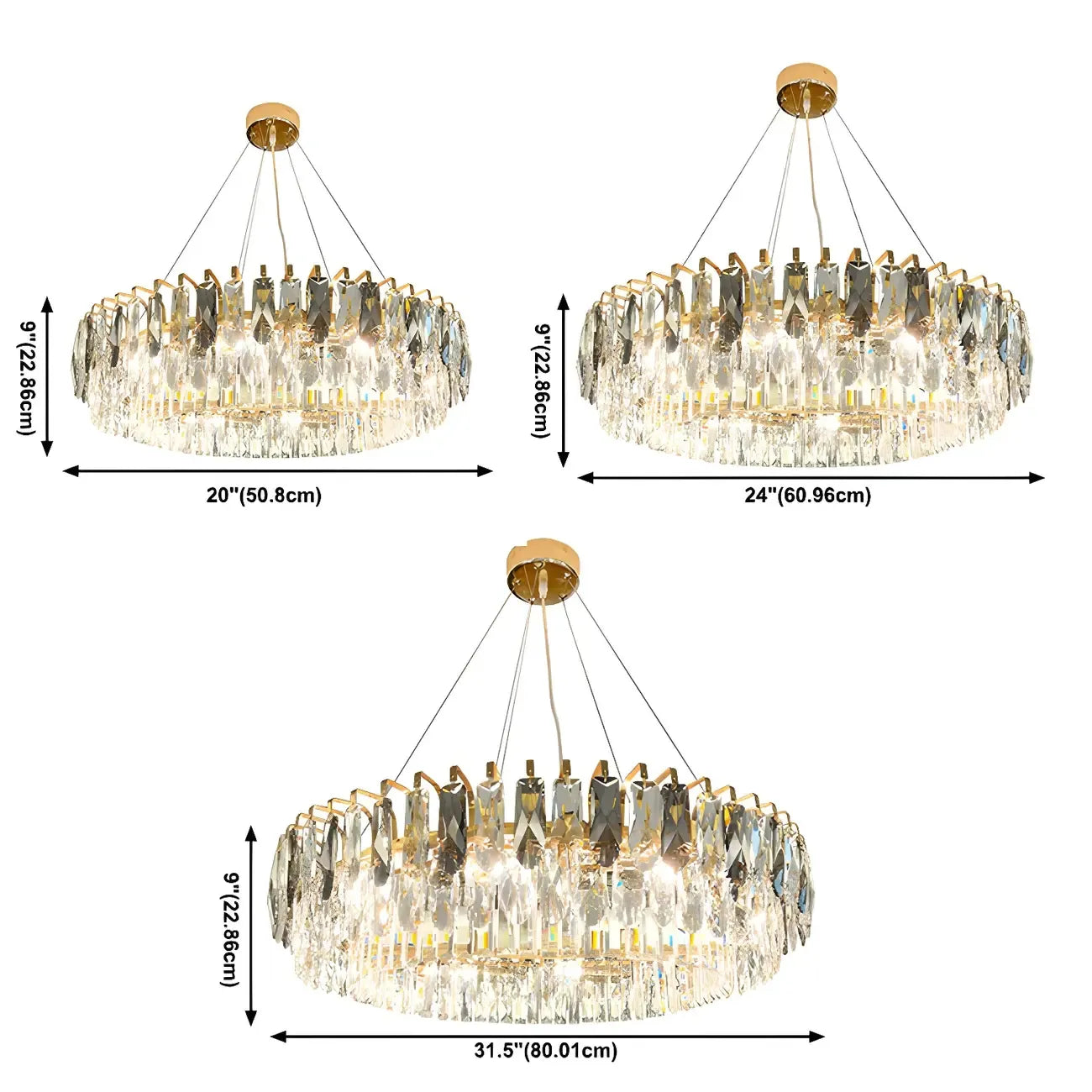 Lustre ovale moderne et élégant en cristal clair