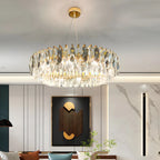 Lustre ovale moderne et élégant en cristal clair