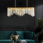Lustre géométrique en cristal doré pour salle à manger