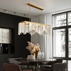Lustre géométrique en cristal doré pour salle à manger