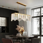 Lustre géométrique en cristal doré pour salle à manger