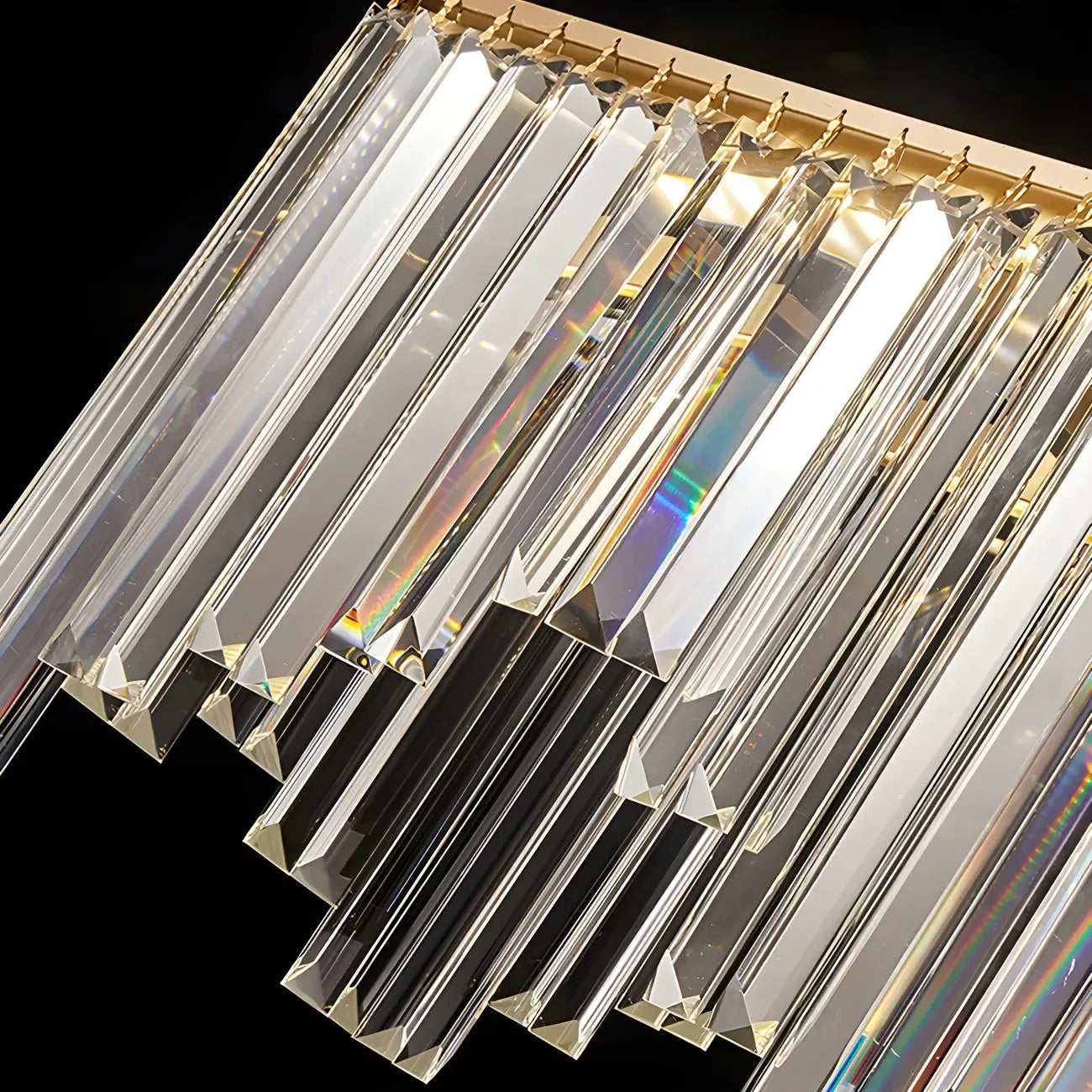 Lustre géométrique en cristal doré pour salle à manger