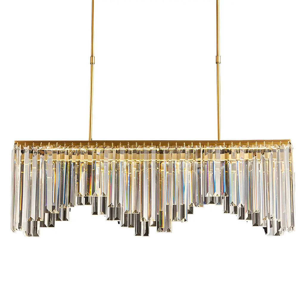 Lustre géométrique en cristal doré pour salle à manger