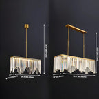 Lustre géométrique en cristal doré pour salle à manger